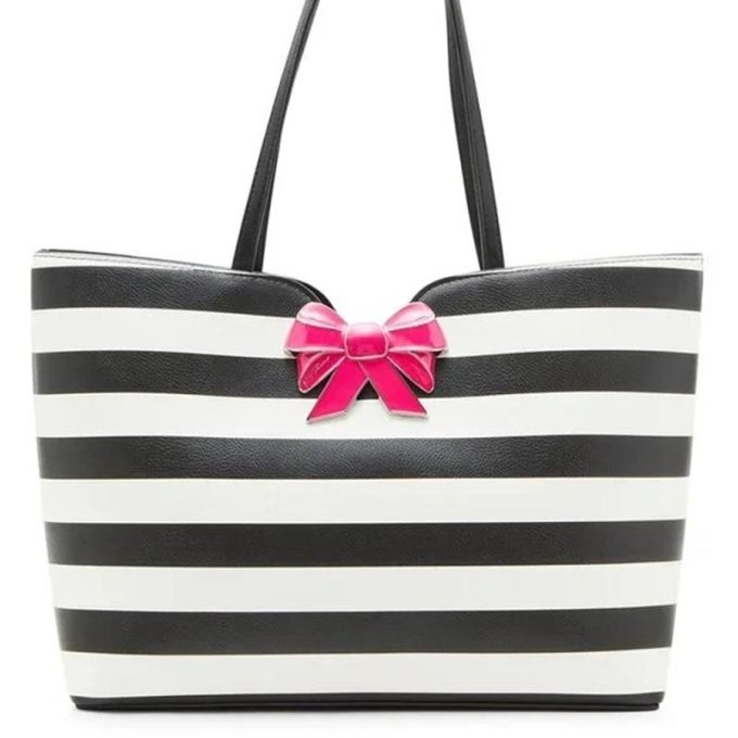 Betsey Johnson Striped Bow Tote