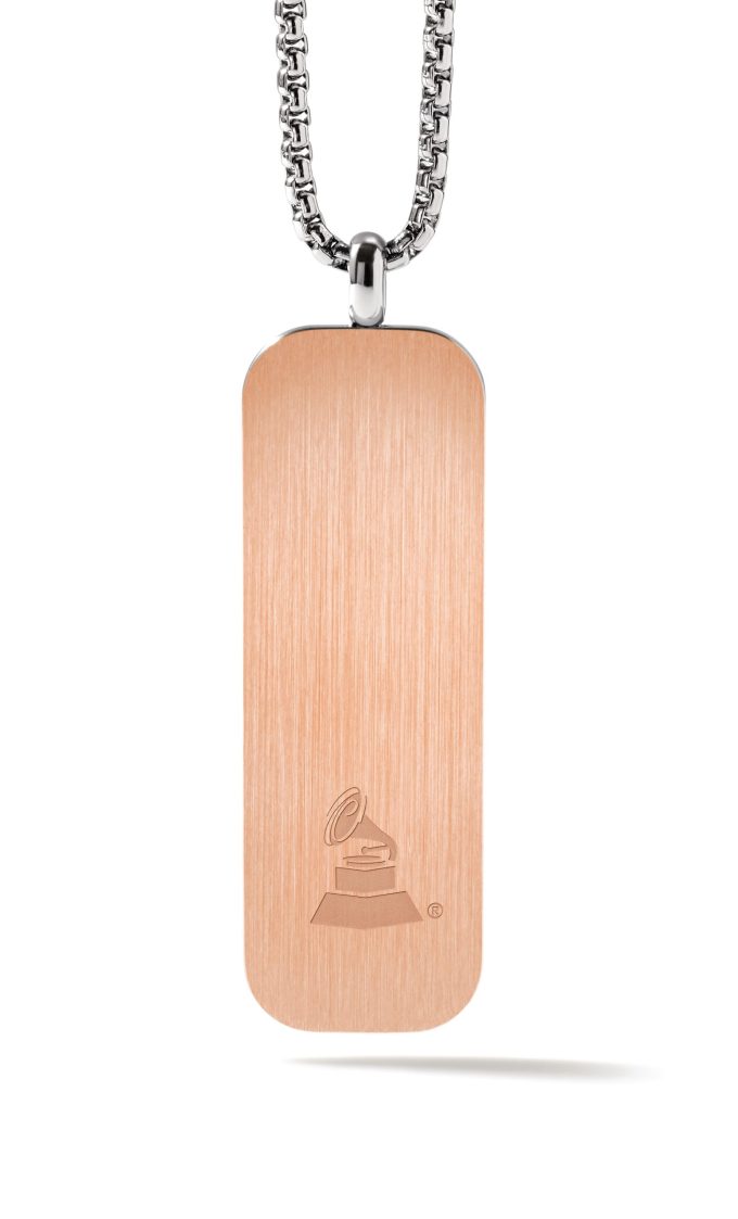 Necklace Latin Grammy Rose Gold IP Plated Dogtag