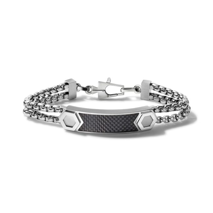ID Bracelet Double Box Chain TwoTone Large