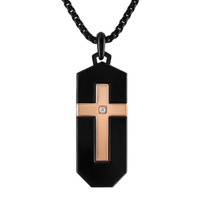 Latin GRAMMY BlackRosecolored Cross inlay Pendant 2426
