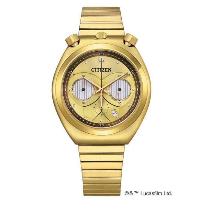Mens Star Wars C3PO GoldTone Stainless Steel Quartz Watch