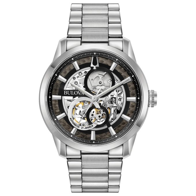 Mens Sutton Automatic Watch Stainless Steel with Black Dial
