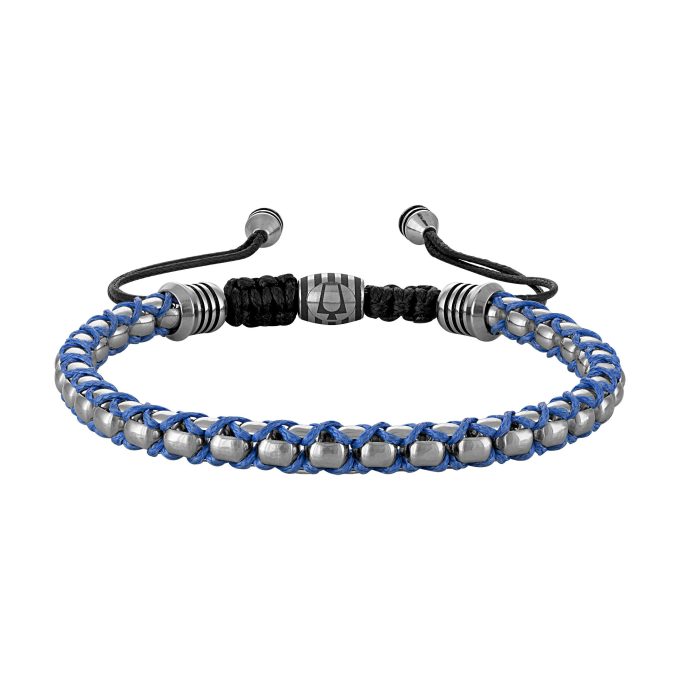 Icon Bracelet Stainless Steel and Blue Cord