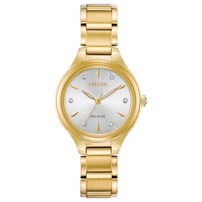 Ladies EcoDrive Corso Diamond Watch Goldtone Stainless Steel Bracelet