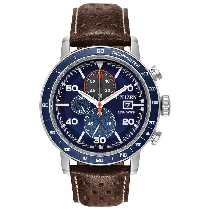 Mens Brycen EcoDrive Watch Brown Leather Strap