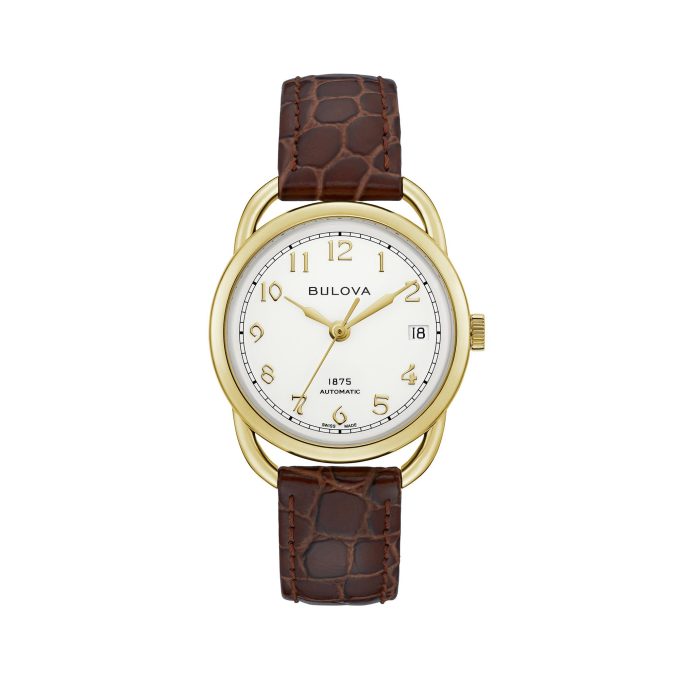 Ladies Classic Commodore Swiss Automatic Ivory Dial with Brown Leather Alligatorgrain Strap