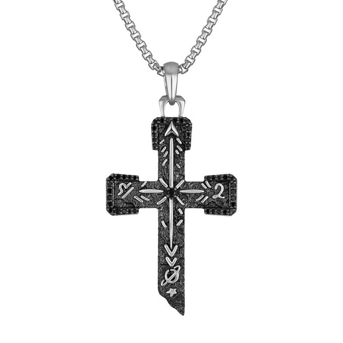 Marc Anthonys Icon Cross Sterling SilverBlack Diamonds Pendant 2426