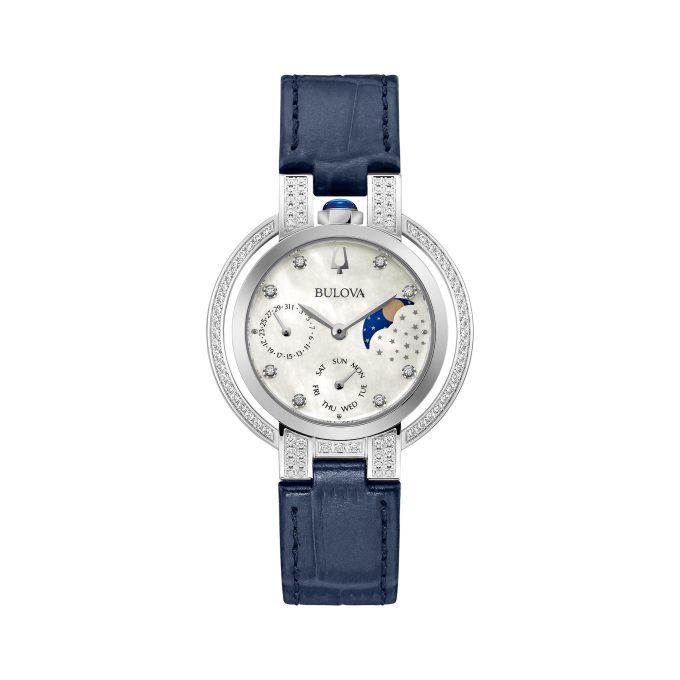 Ladies Rubaiyat Moon Dial Leather Strap Watch