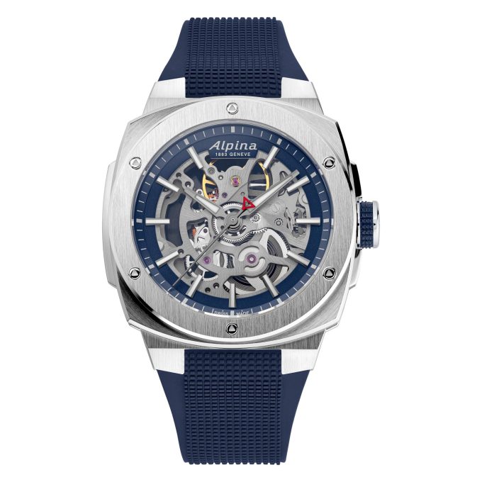 Mens Alpiner Extreme Skeleton Swiss Automatic Watch Navy