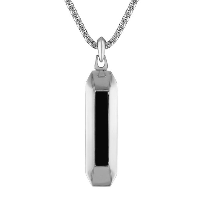 Marine Star Black OnyxStainless Steel Amulet Pendant 2426
