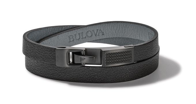 Double Wrap Bracelet Black Leather Black Diamonds Large Latin Grammy