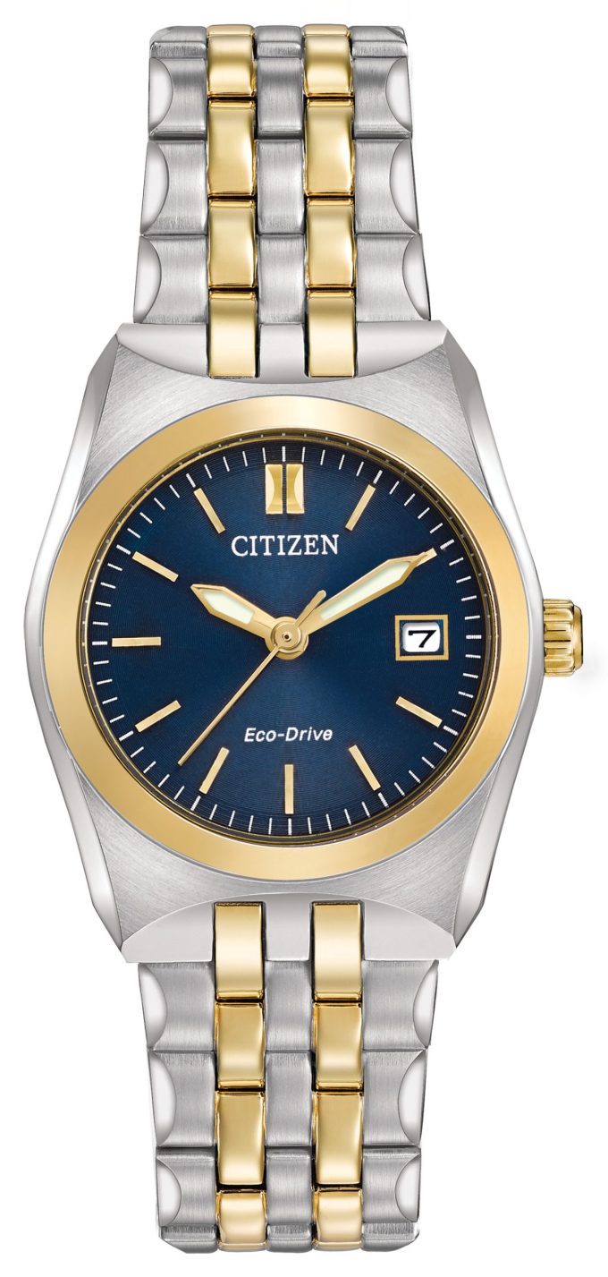 Ladies Corso EcoDrive Watch Twotone Stainless Steel with Blue Dial