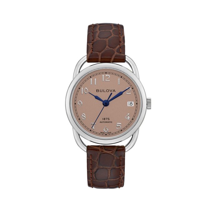 Ladies Classic Commodore Swiss Automatic Blush Dial with Brown Leather Alligatorgrain Strap