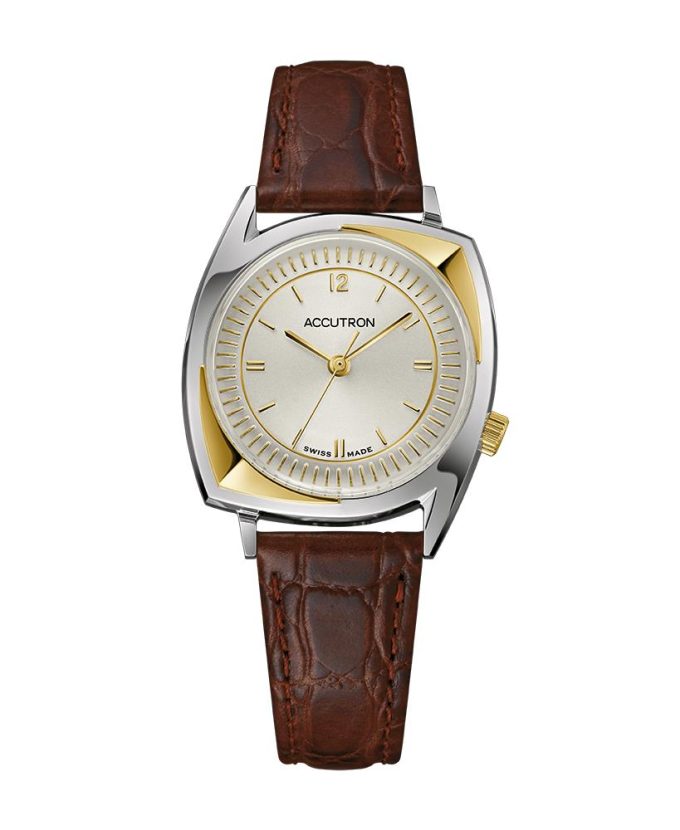 Legacy Collection Automatic Watch Assymetrical Case with Brown CrocoEmbossed Strap