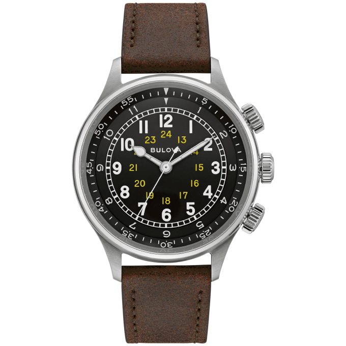 Mens A15 Pilot Watch with Brown Leather Strap