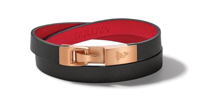 Double Wrap Bracelet Black Leather Rose Gold Large Latin Grammy