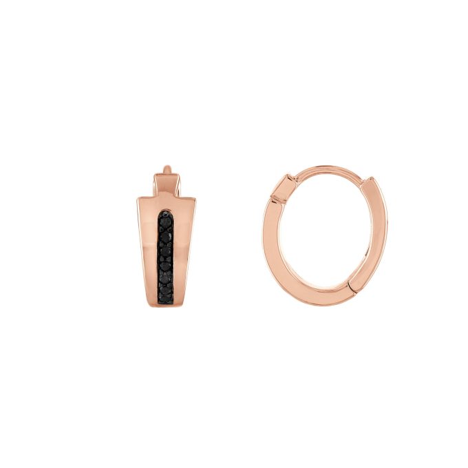 Latin GRAMMY Black DiamondsRosegold Sterling Silver Hoop Earrings
