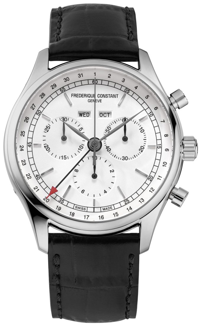 Frederique Constant Mens Quartz Leather Strap watch White dial