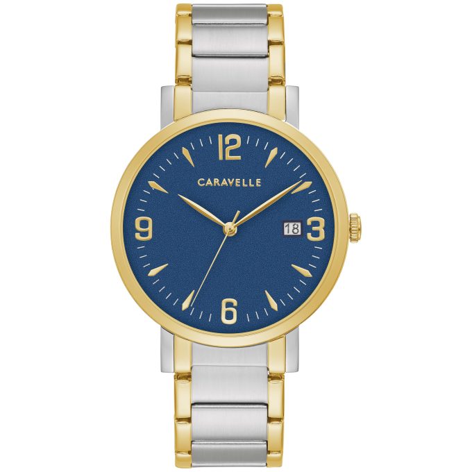 Mens Twotone Bracelet Retro Style Blue Dial