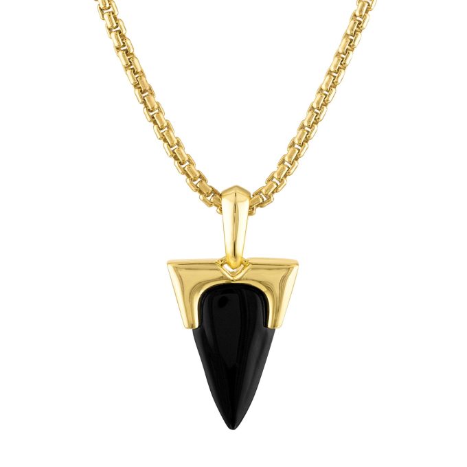 Icon 14K Goldplated Sterling SilverBlack Onyx Arrowhead Amulet Pendant 2426