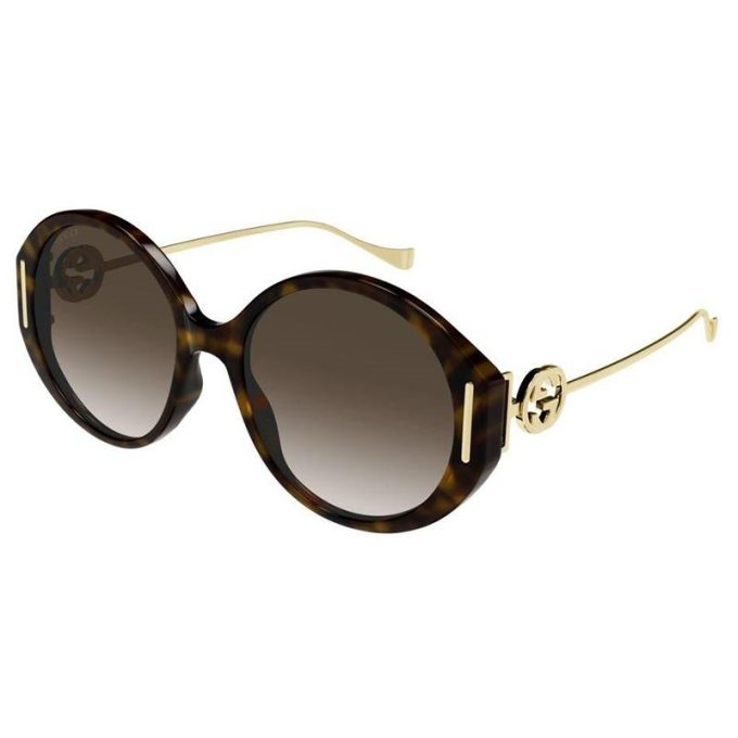 Womens Round Sunglasses Havana Gold