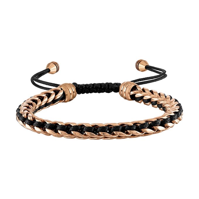 Latin GRAMMY Rose Goldtone LinksBlack Cord Bolo Bracelet
