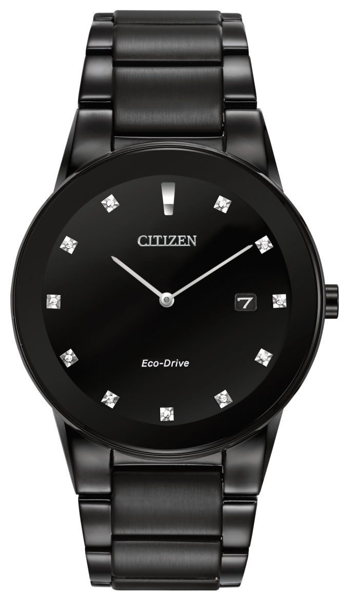 Mens Axiom EcoDrive Watch Black Ion Stainless Steel with Black Dial