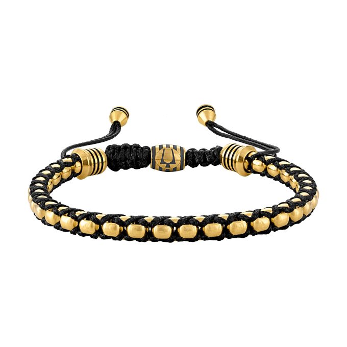 Icon GoldTone Box Chain LinksBlack Cord Bolo Bracelet adjustable