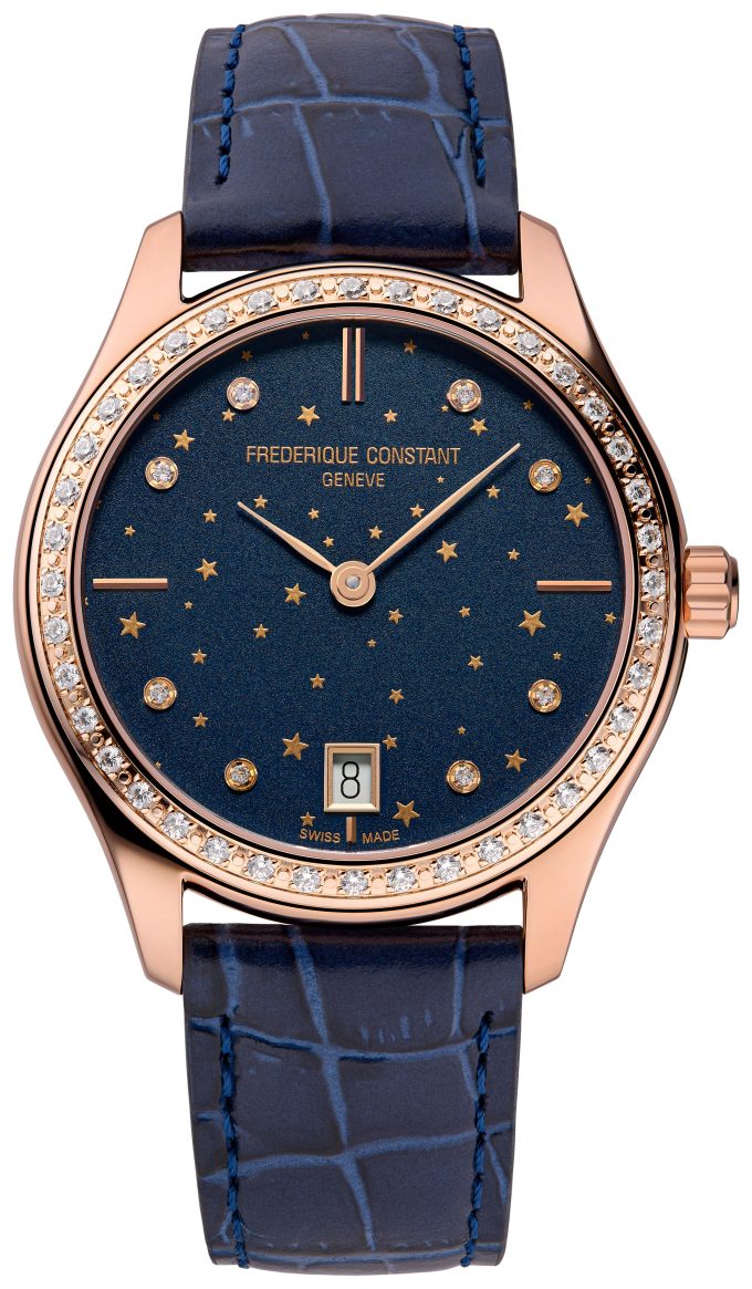 Frederique Constant Ladies Quartz Leather Strap watch Blue dial