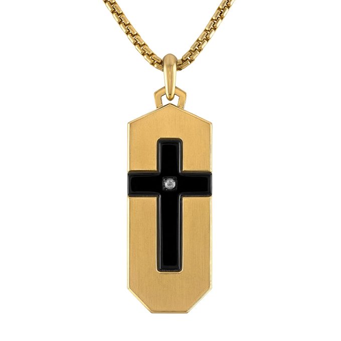 Latin GRAMMY GoldBlackcolored Cross inlay Pendant 2426