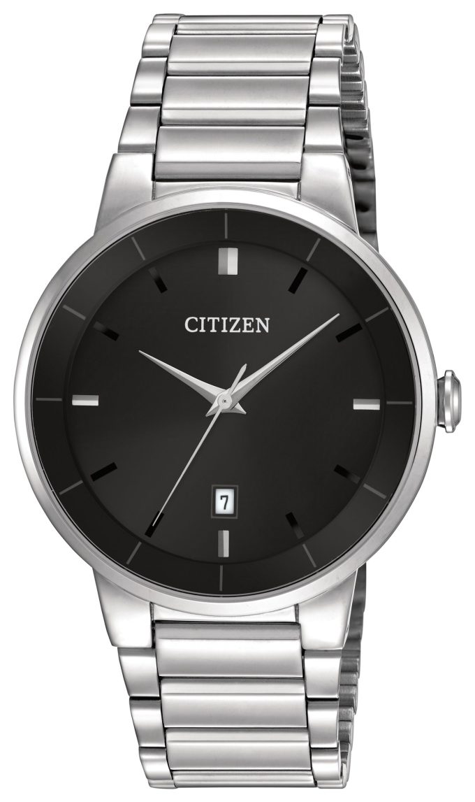 Mens Quartz Watch Stainless Steel Case and Bracelet with BlackTone Dial