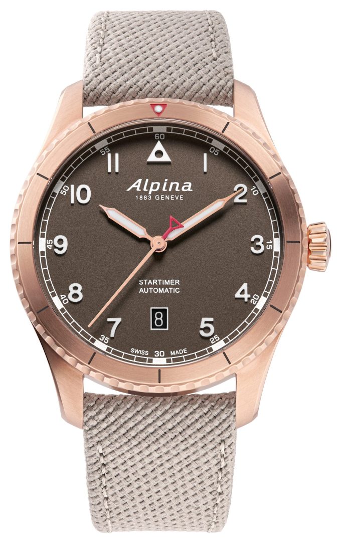 Mens Alpina Startimer Polyurethane Strap watch Brown dial