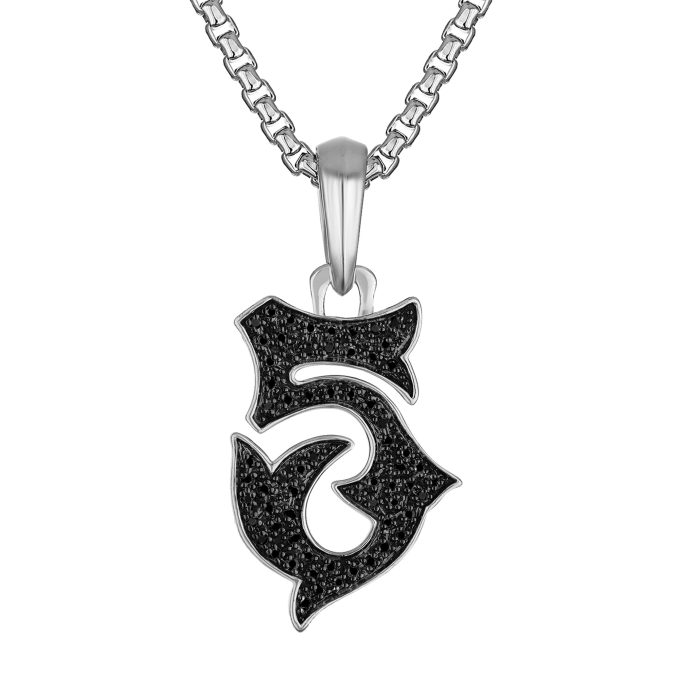 Marc Anthonys 3 Amulet Sterling SilverBlack Diamonds Pendant 2426