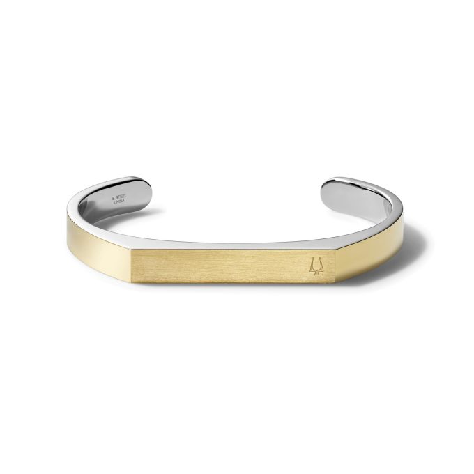 Open Cuff Bracelet TwoTone Stainless Steel Med Wrist 6570