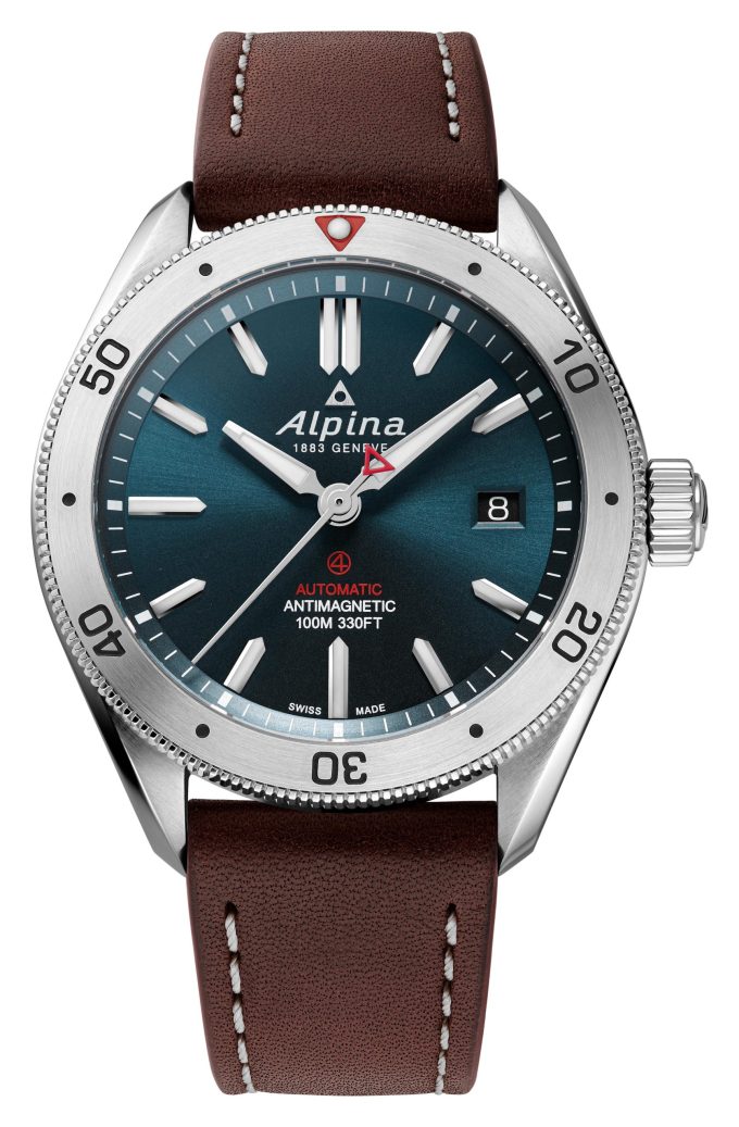 Mens Alpina Alpiner Leather Strap watch Blue dial