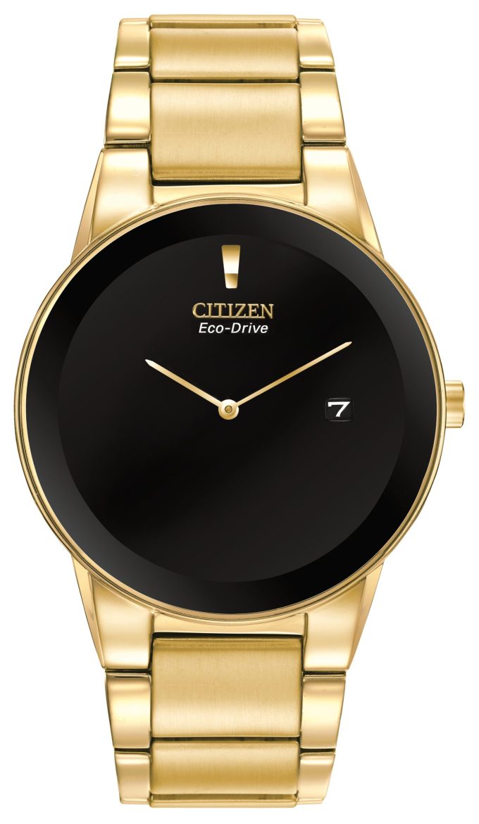 Mens Axiom EcoDrive Watch Goldtone with Black Dial
