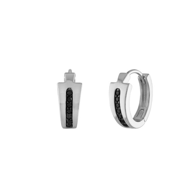 Icon Black DiamondsSterling Silver Hoop Earrings
