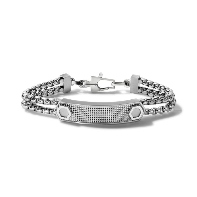 ID Bracelet Tuning Fork Chain SilverTone Medium