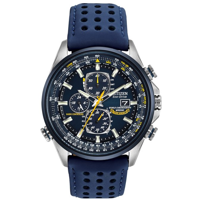Mens Blue Angels Editions World Time Chronograph EcoDrive Watch