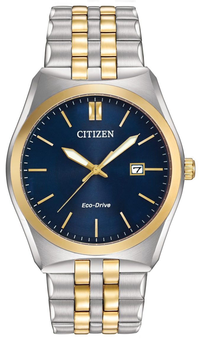 Mens Corso EcoDrive Watch Twotone Stainless Steel with Marine Blue Dial